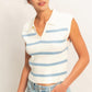 Collared Striped Polo Vest- Baby Blue