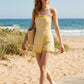 Margot Stripe Romper Wrap Overlay- Yellow/White