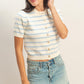 Naomi Striped Cardigan Top- Ice Blue
