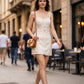 Lina Contrast Mini Dress- Cream
