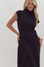 Catherine Cap Sleeve Midi Dress- Black