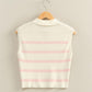 Collared Striped Polo Vest- Pink/Ivory
