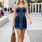 Lina Contrast Mini Dress- Navy/Lt. Blue