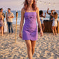 Emry Eyelet Stripe Mini Dress- Purple