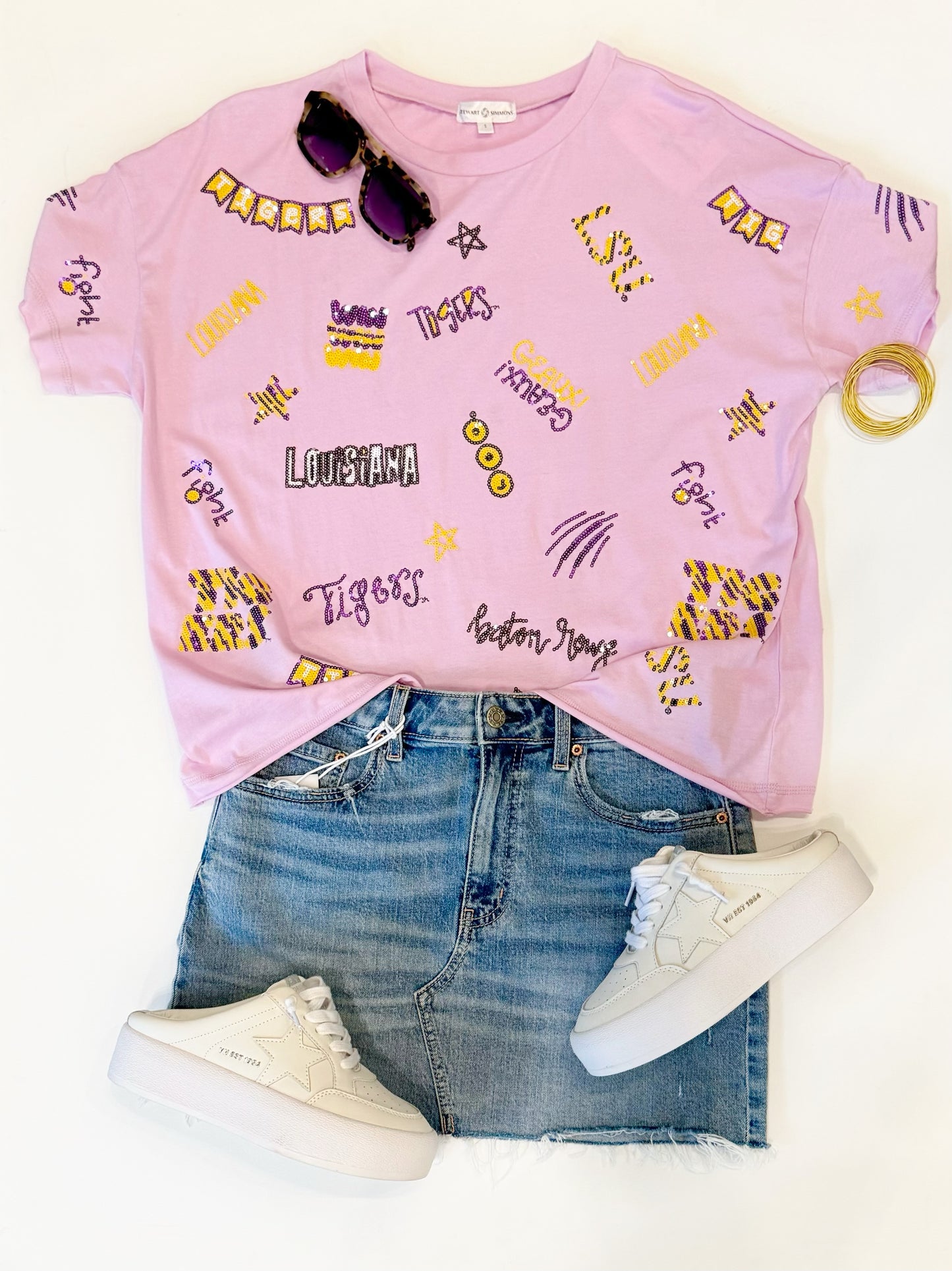 LSU Sequin Boxy Tee