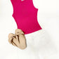 Farrah Fitted Ribbed Bodysuit- Hot Pink