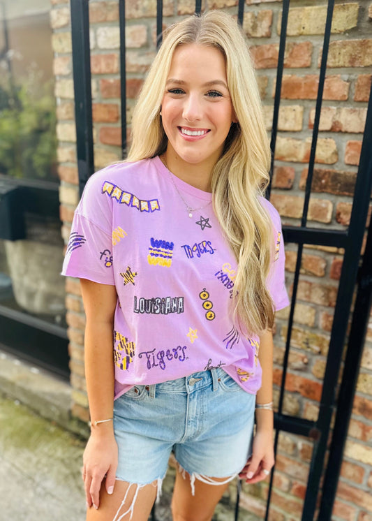 LSU Sequin Boxy Tee