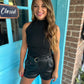 Anina Faux Leather Shorts- Black