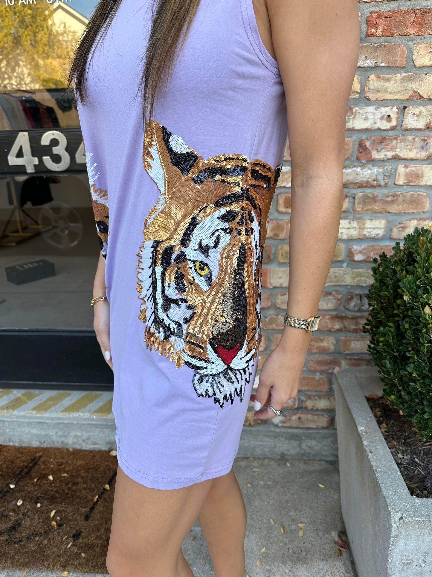 SC Tiger Head Tank Dress- Lavender