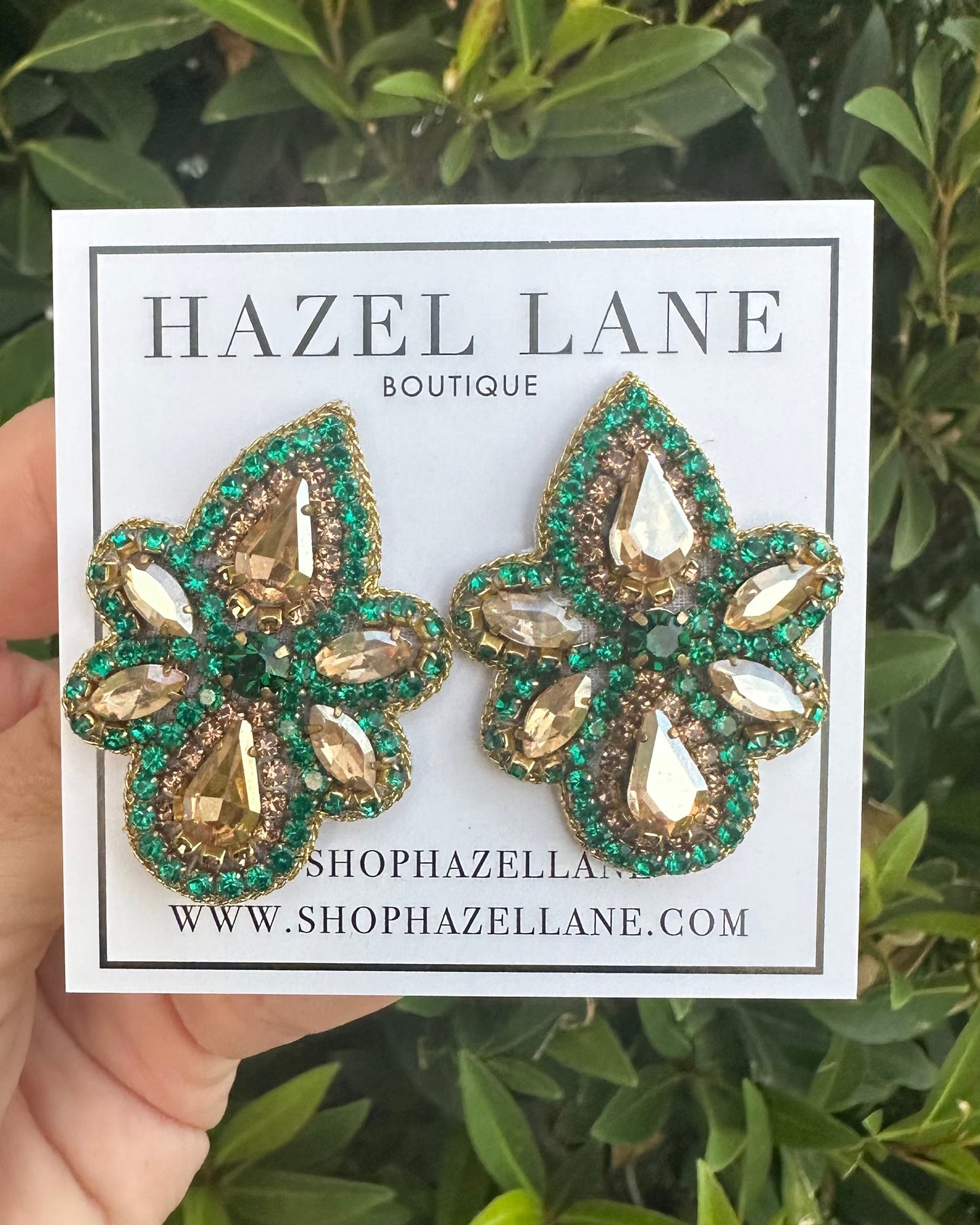 Hailee Earrings- Green & Gold