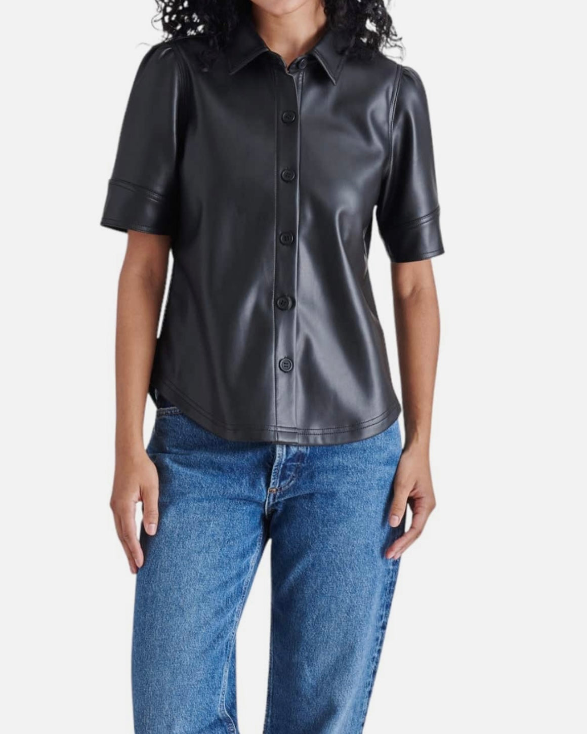 Virginia Faux Leather Top- Black