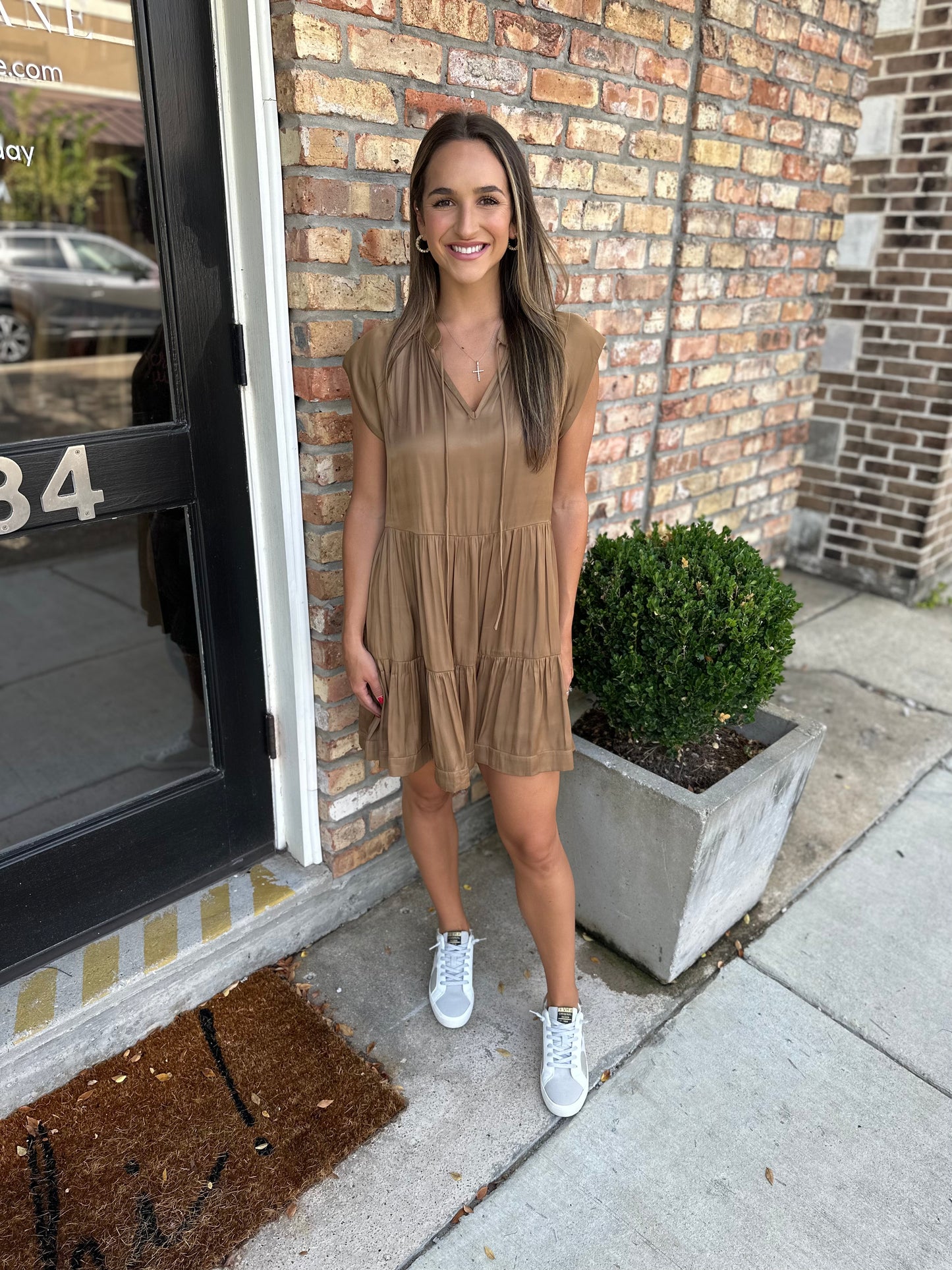 Amy Layered Mini Dress- Bronze