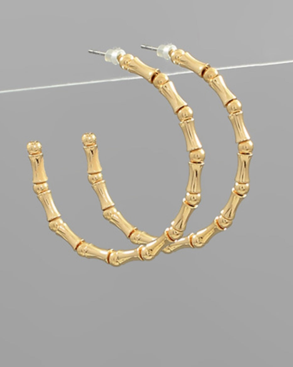 Bamboo Hoop Earrings- Small Gold