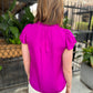 Ruth Satin Ruffle Blouse- Orchid
