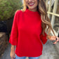 Merritt Mock Neck Sweater- Red