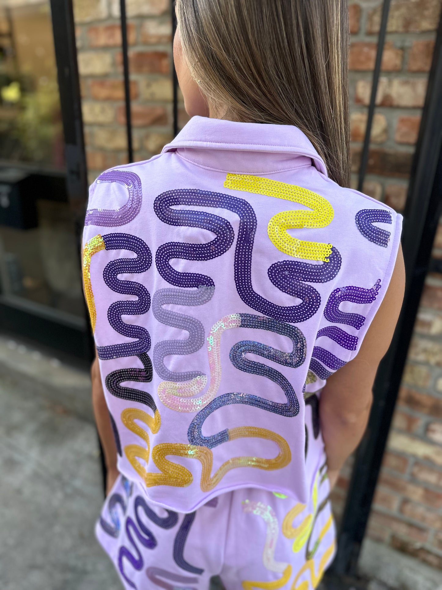 Queen of the Squiggle Top- Purple & Gold