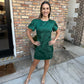 Textured Mini Dress- Green
