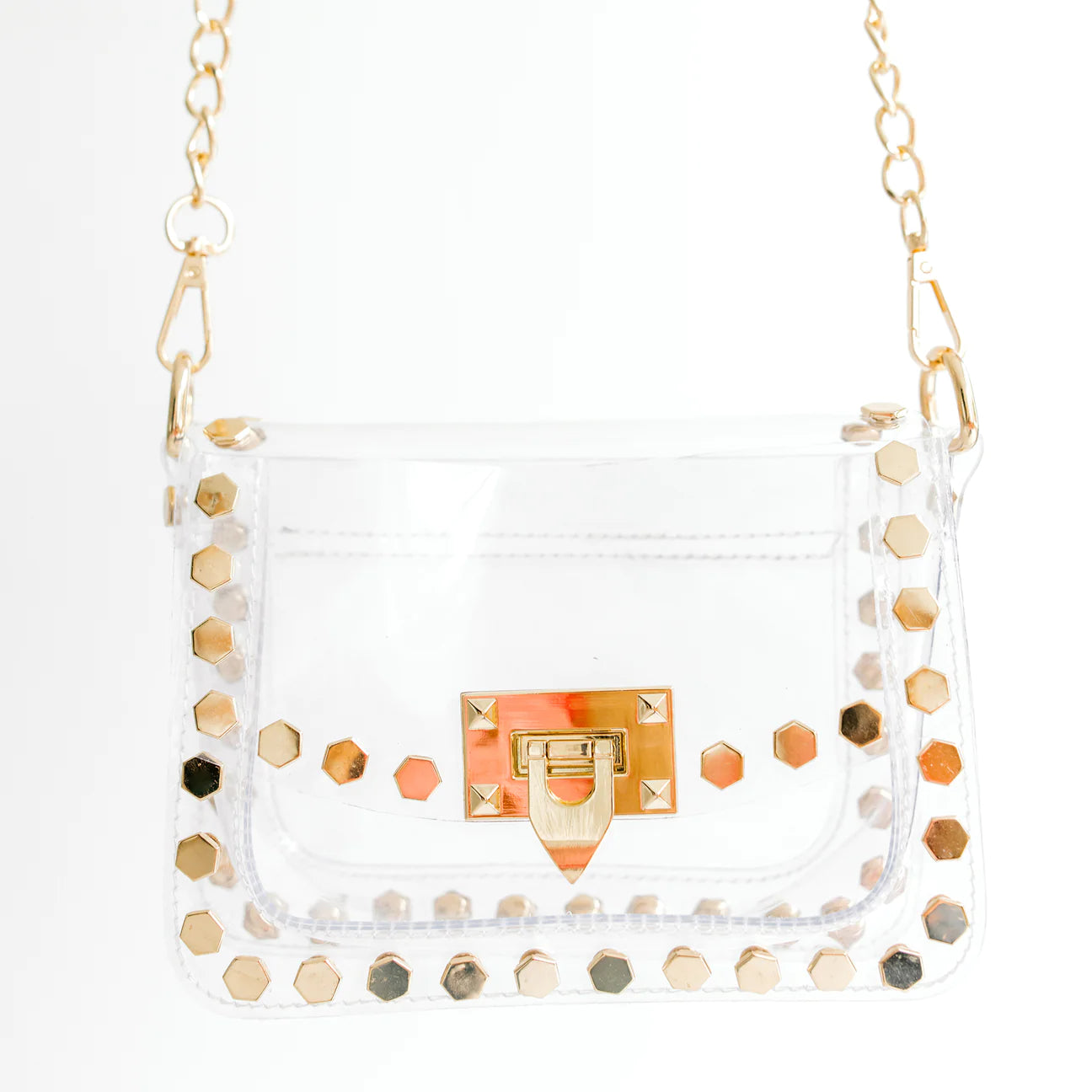 Jackie Hexagon Clear Bag-Gold