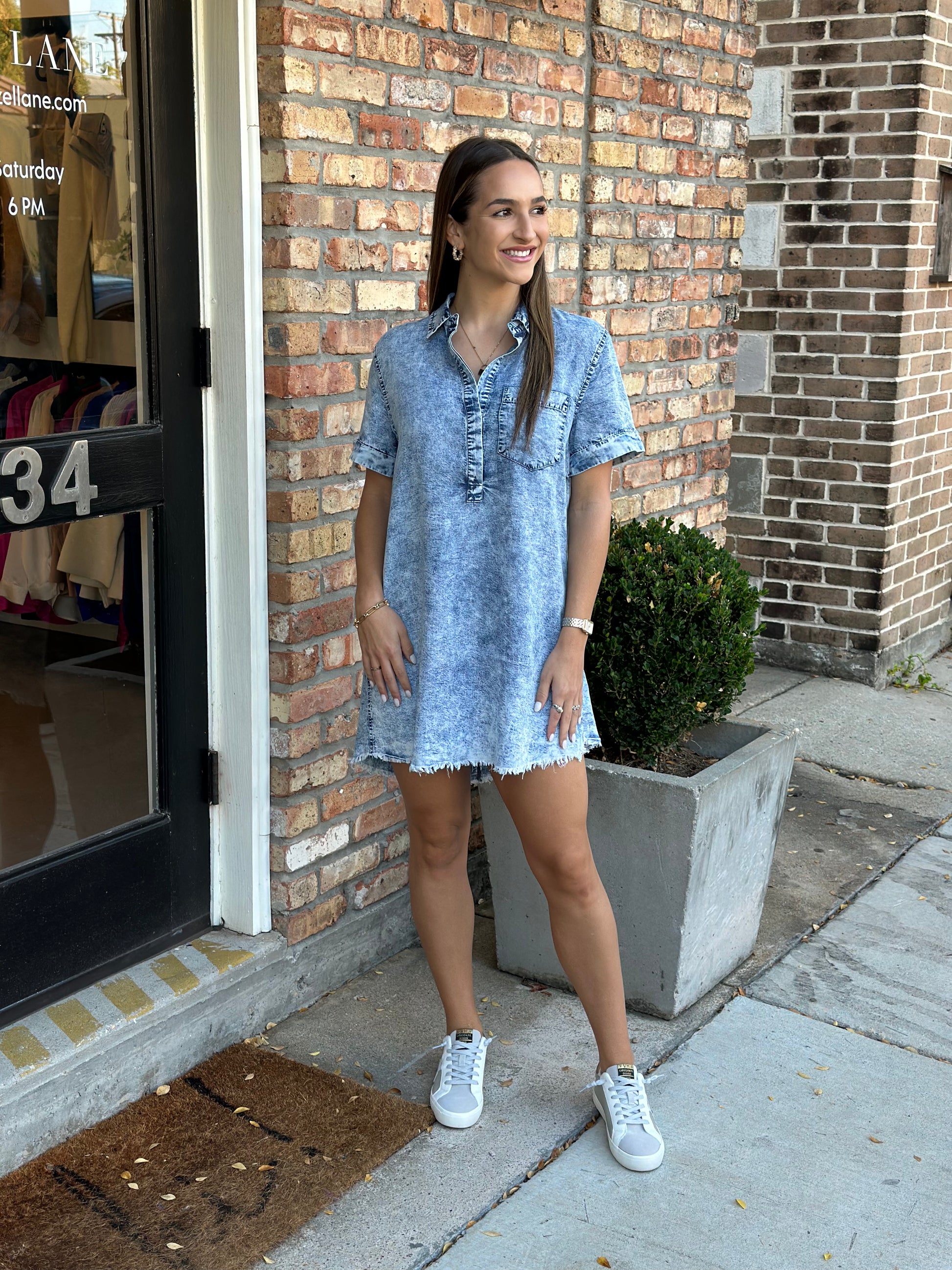 Moon Washed Denim Mini Dress- Denim Hazel Lane Boutique Moon Washed Denim Mini Dress- Denim Hazel Lane Boutique