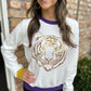 Tiger Head Long Sleeve Sweater- White