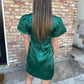 Textured Mini Dress- Green