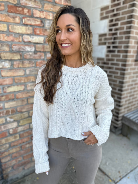 Tatiana Cable Sweater- Cream