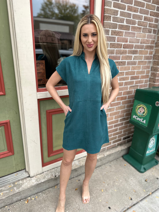 Suede Mini Dress- Green