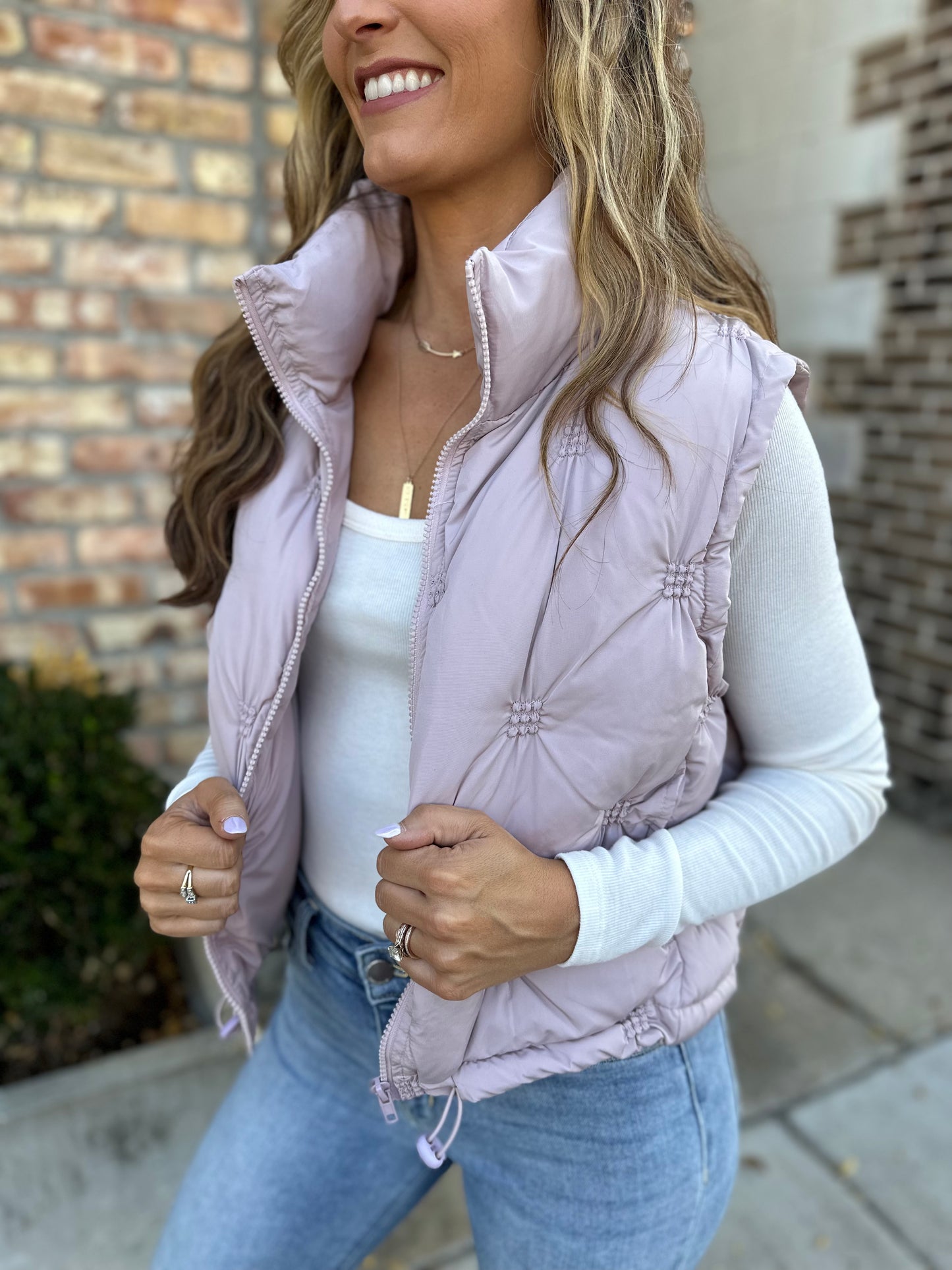 Lilly Cropped Puffer Vest- Ash Rose