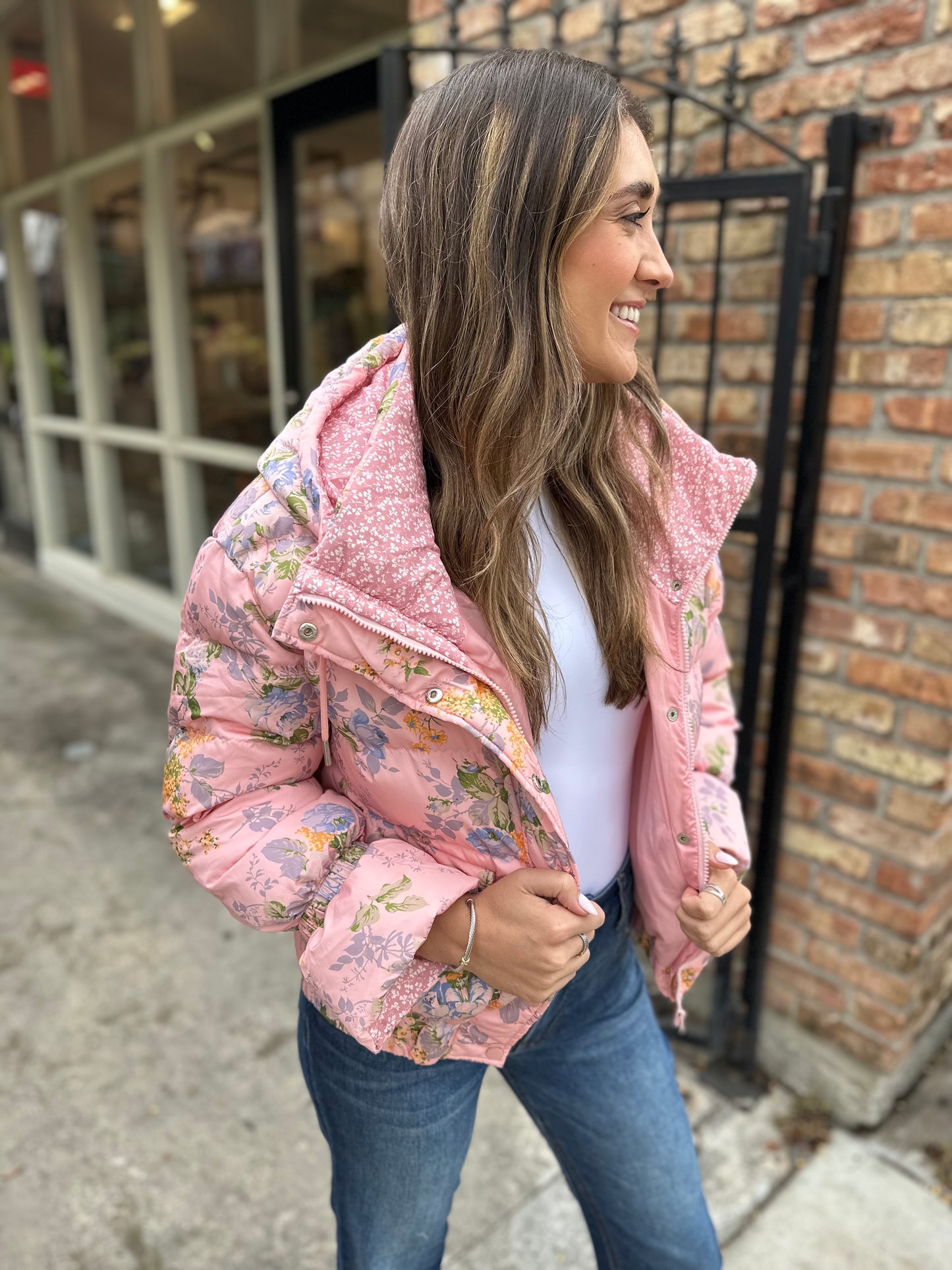 Floral Puffer- Pink