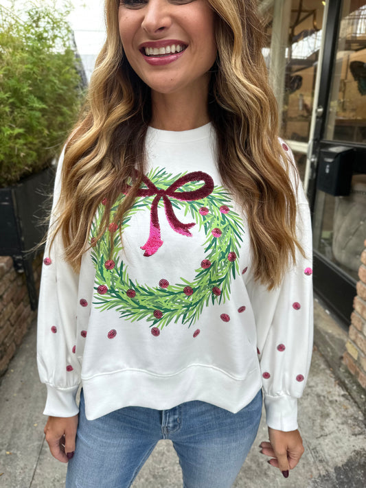 Millie Christmas Sweatshirt- Wreath