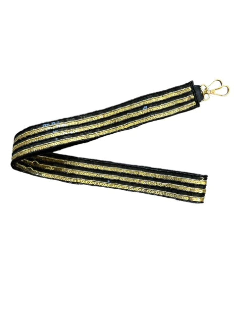 Sequin Game Day Strap- Black & Gold