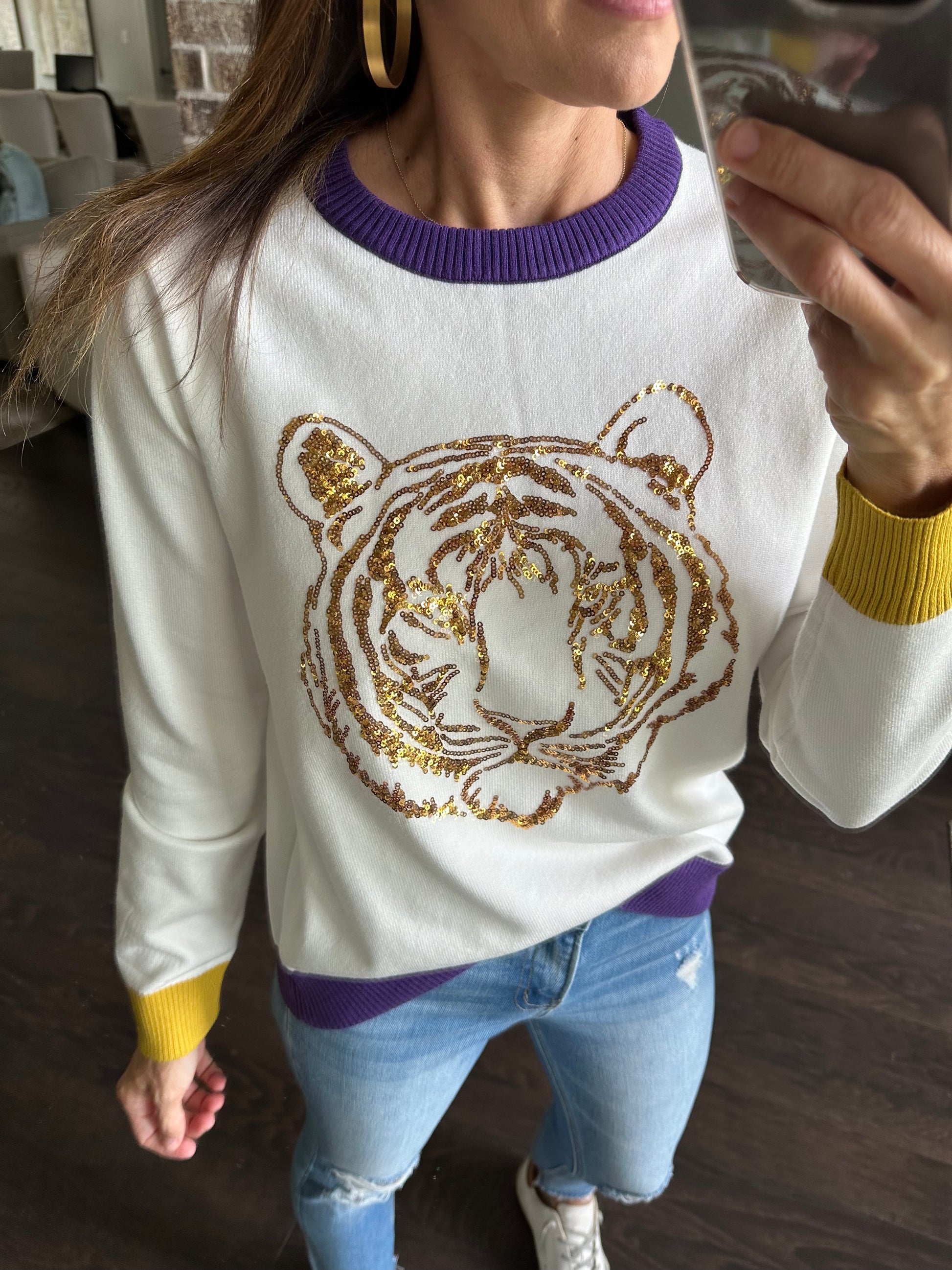 white gold tiger sweater 