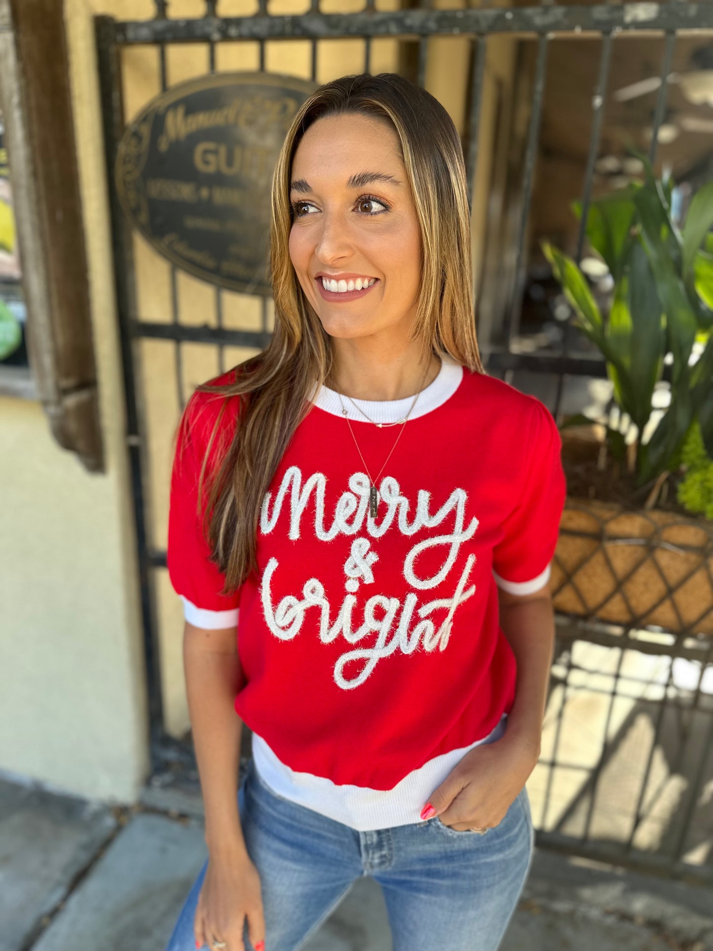 Merry & Bright Top- Red