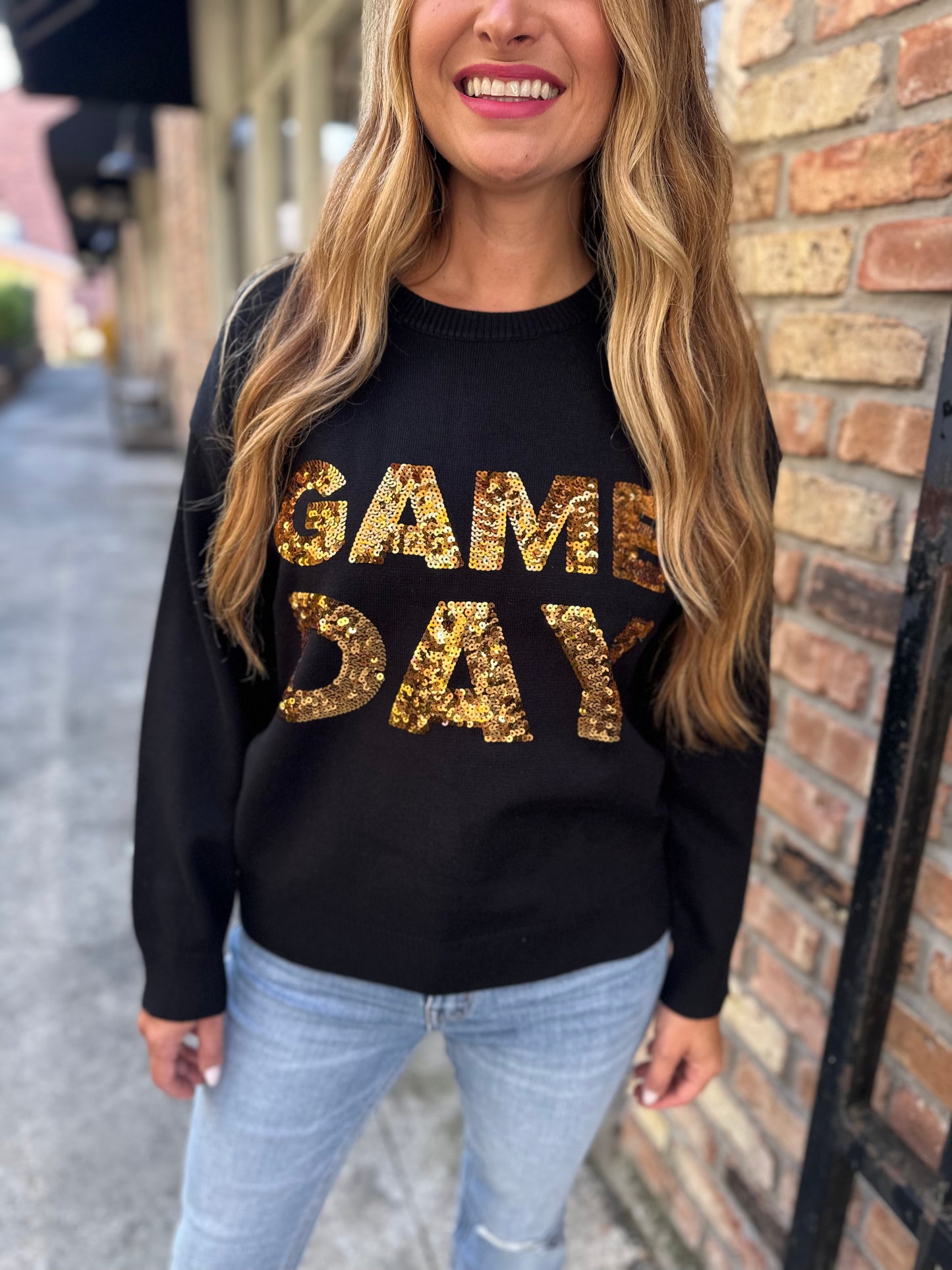 Wagner Game Day Sweater Top- Black