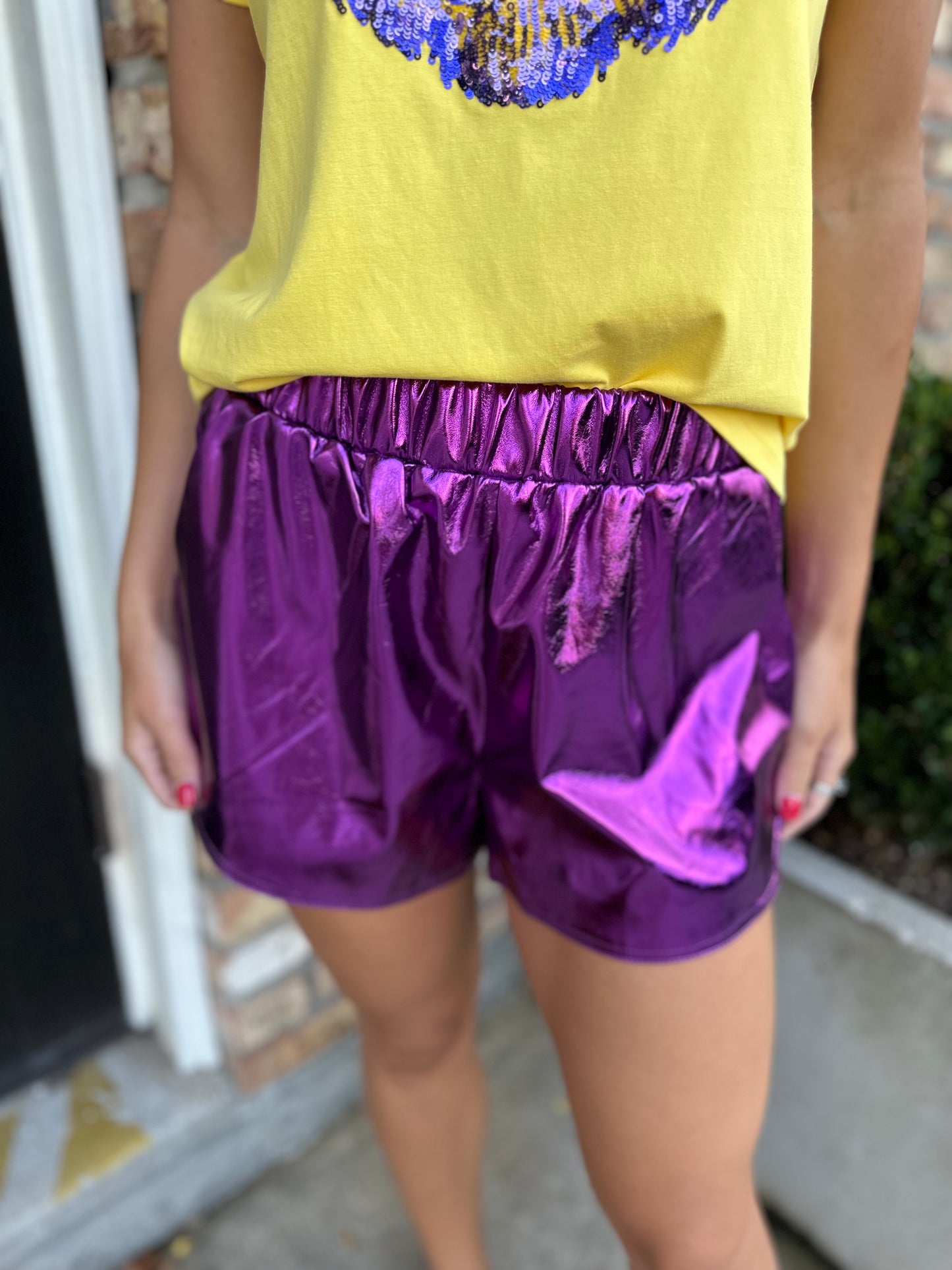 Metallic Shorts-Purple
