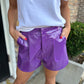 Shiny Faux Leather Shorts- Purple