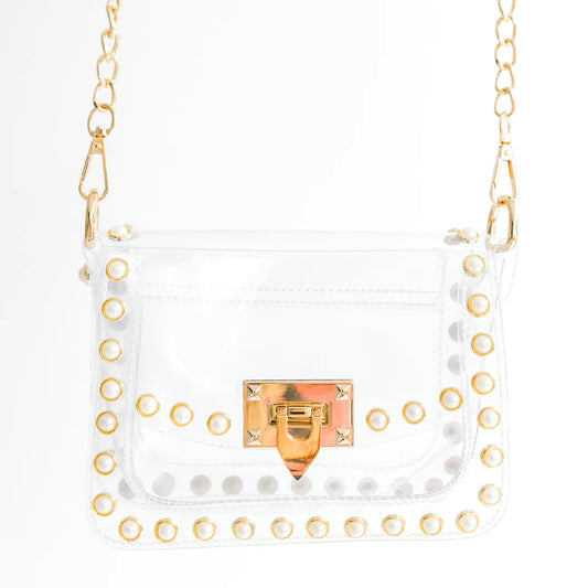 Jackie Hexagon Clear Bag- Pearl