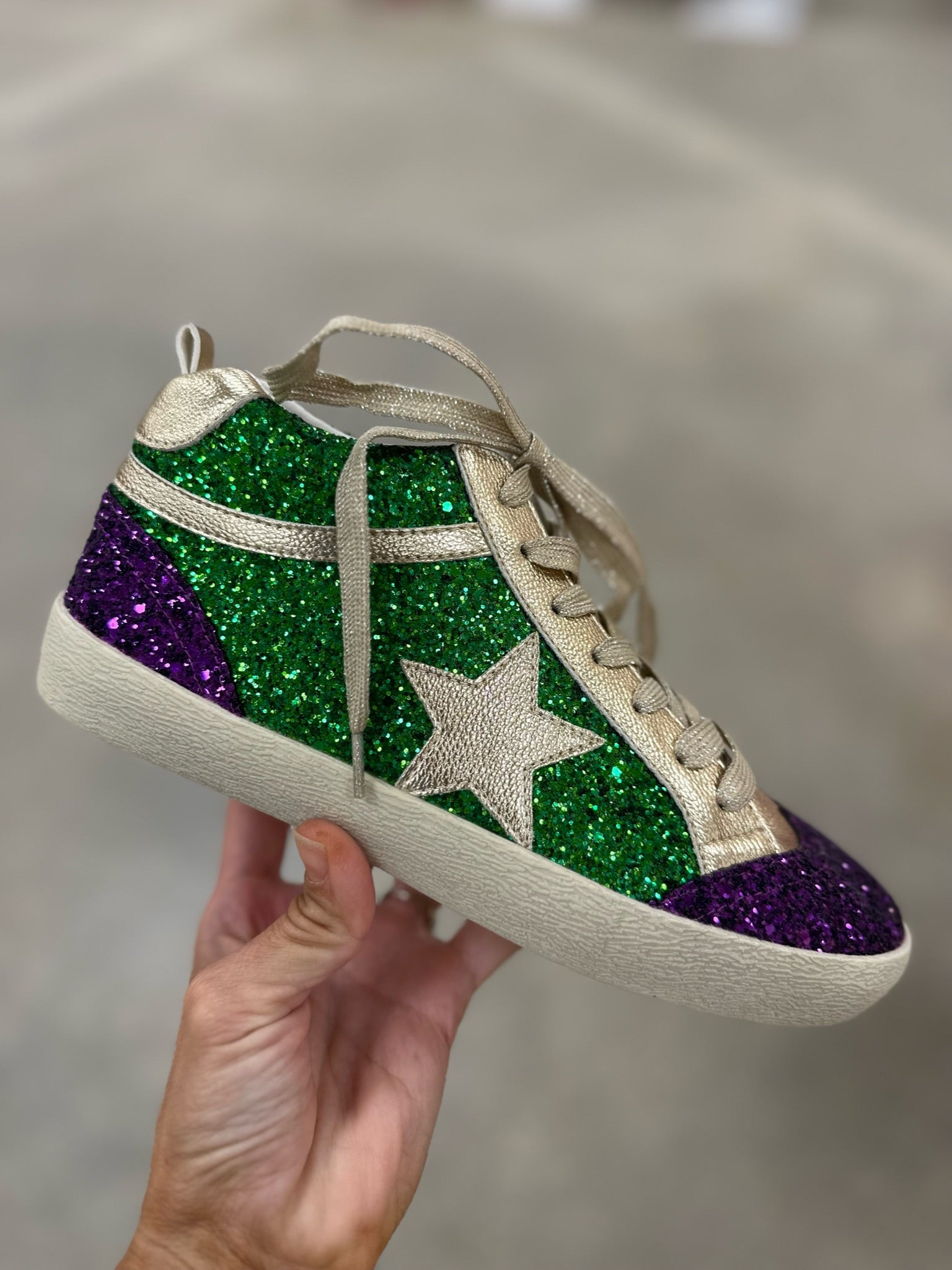 Mardi Gras Mid-Rise Glitter Sneakers- PGG – Hazel Lane Boutique