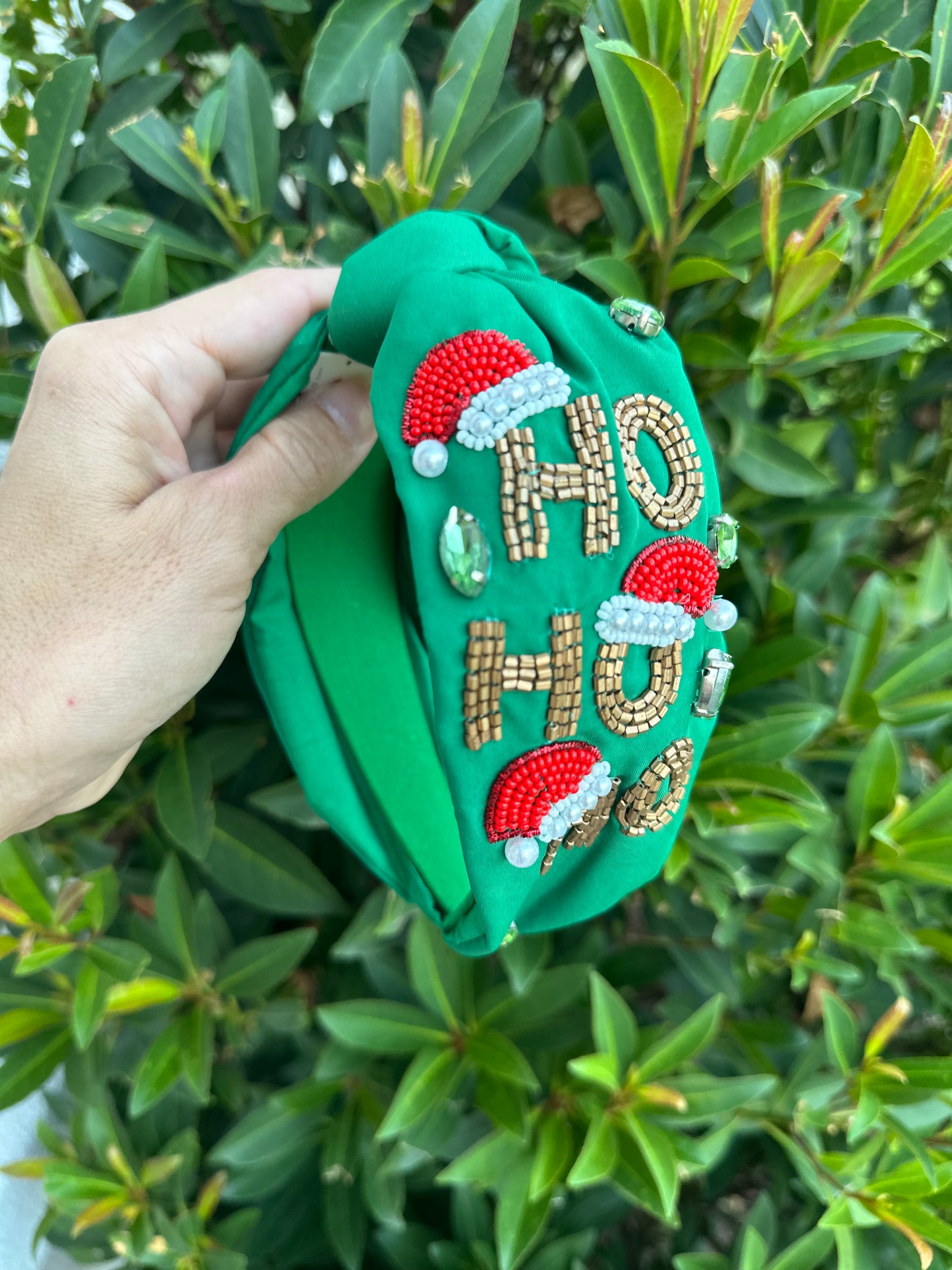 Ho Ho Ho Knot Headband- Green