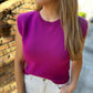 Isabelle Cropped Sweater Top- Magenta