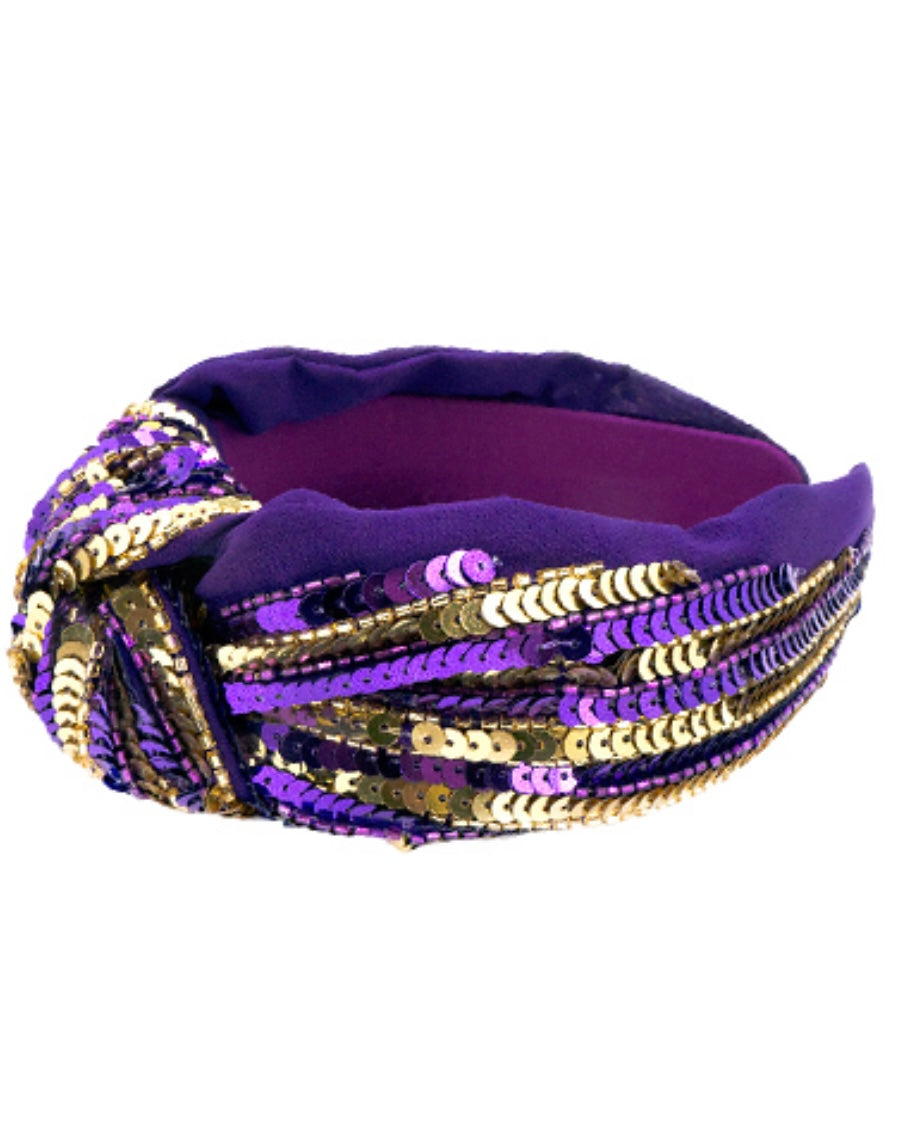 Striped Headband- Purple & Gold