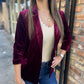 Ashley Velvet Blazer-Burgundy