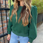 Quilted Sleeve Sweatshirt- Hunter Green
