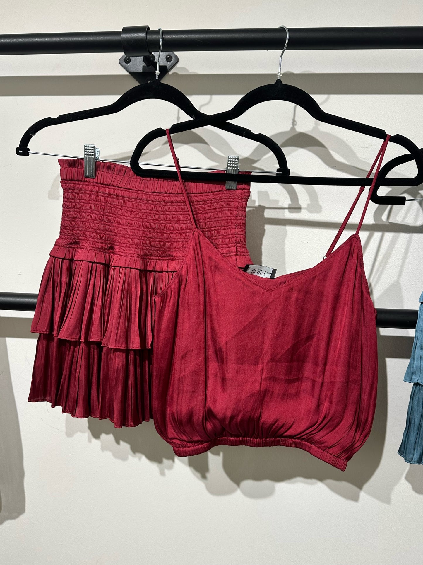 Briggs Silky Cropped Tank- Deep Red