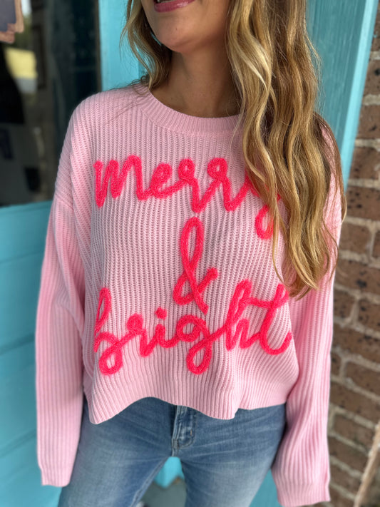 Merry & Bright Sweater- Neon Pink
