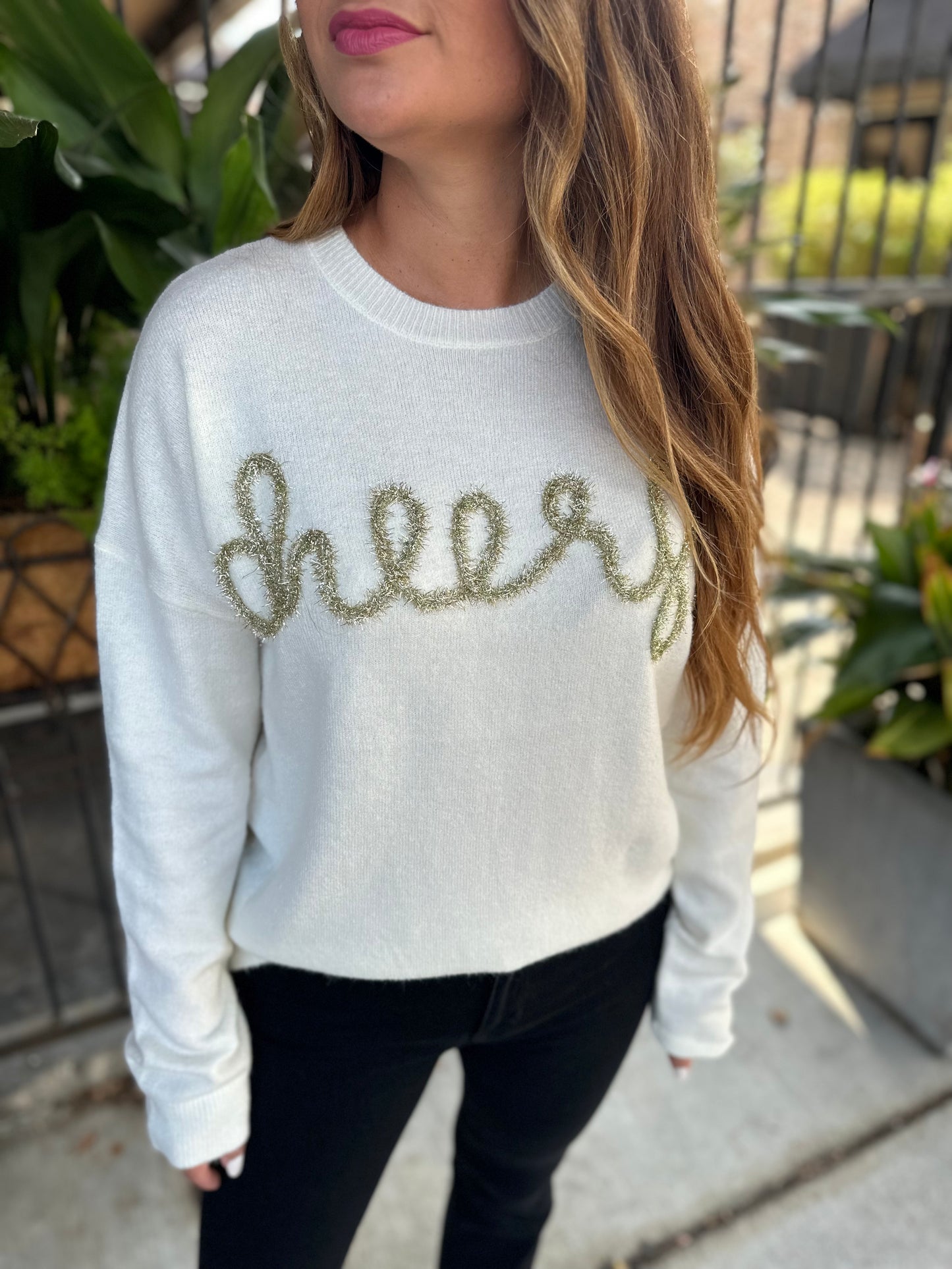 Cheers Pullover Sweater- White