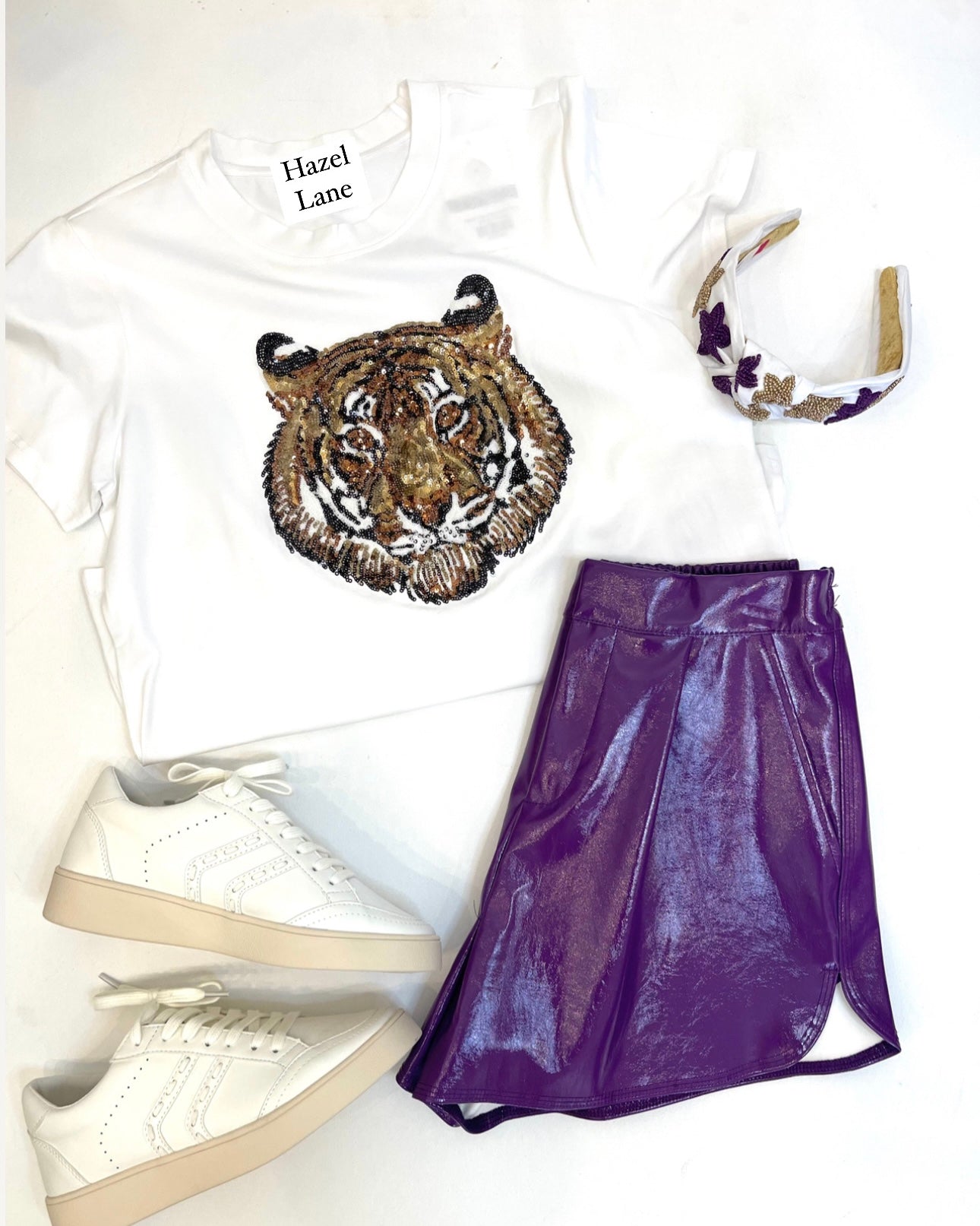 Sequin Tiger Head Shirt- White
