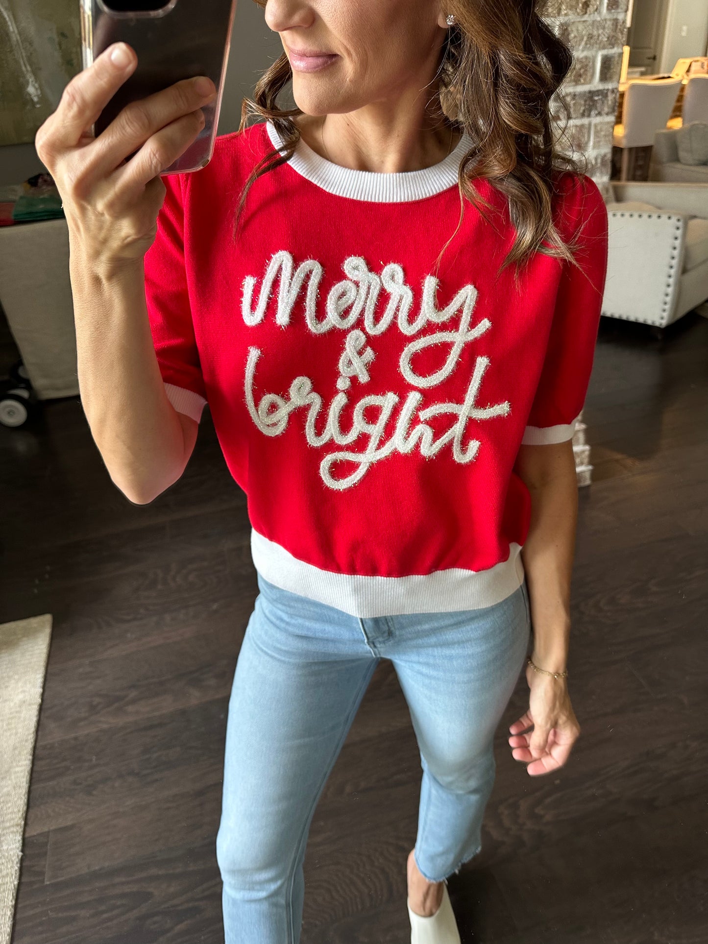 Merry & Bright Top- Red