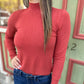 Bluey Mock Neck Sweater- Rust