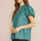 Chuck Faux Leather Top- Teal Green